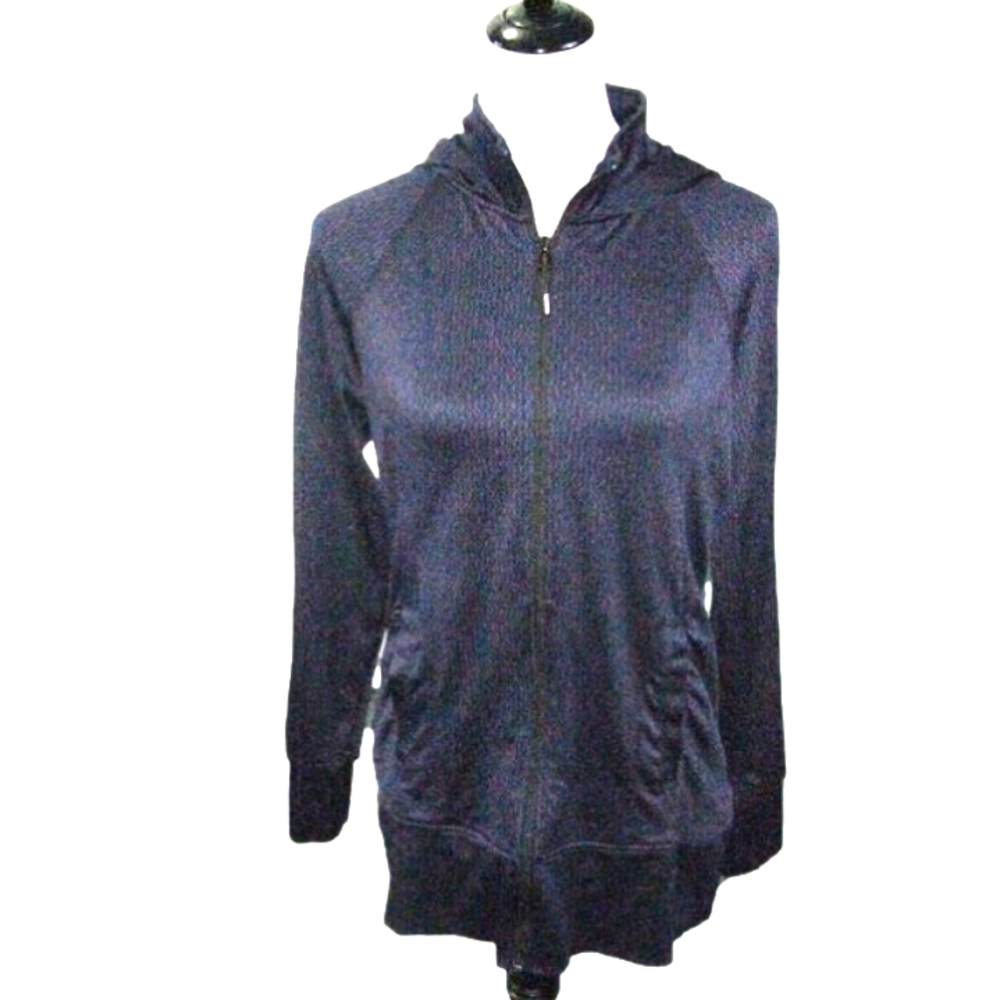 MONDETTA Purple/Black Herringbone Hooded Athletic Jacket Size Medium